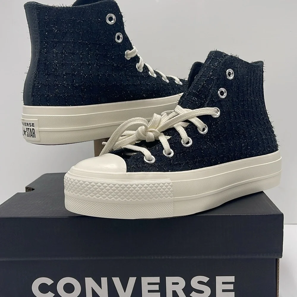 Converse WMNS CTAS LIFT HI BLACK/SILVER/EGRET A12740C Platforms Sneakers